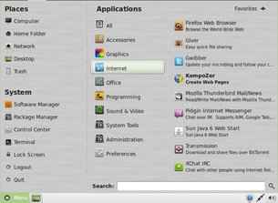 Linux Mint 10 menu